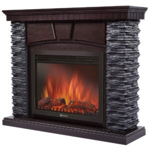 Портал Firelight Porto 30 камень черный, шпон венге