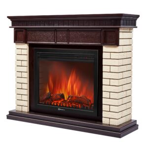 Портал Firelight Bricks 25 камень бежевый, шпон темный дуб