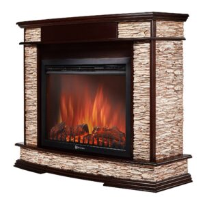 Портал Firelight Scala 30 камень сланец скалистый бурый, шпон тёмный дуб
