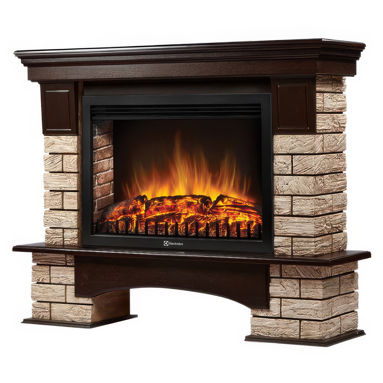 Портал Firelight Forte Wood 30 камень коричневый, шпон темный дуб