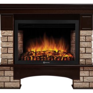 Портал Firelight Forte Wood 30U (угловой) камень коричневый, шпон темный дуб