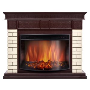 Каминокомплект: Очаг Electrolux EFP/P-2720RLS, портал Bricks 25 камень бежевый, шпон темный дуб