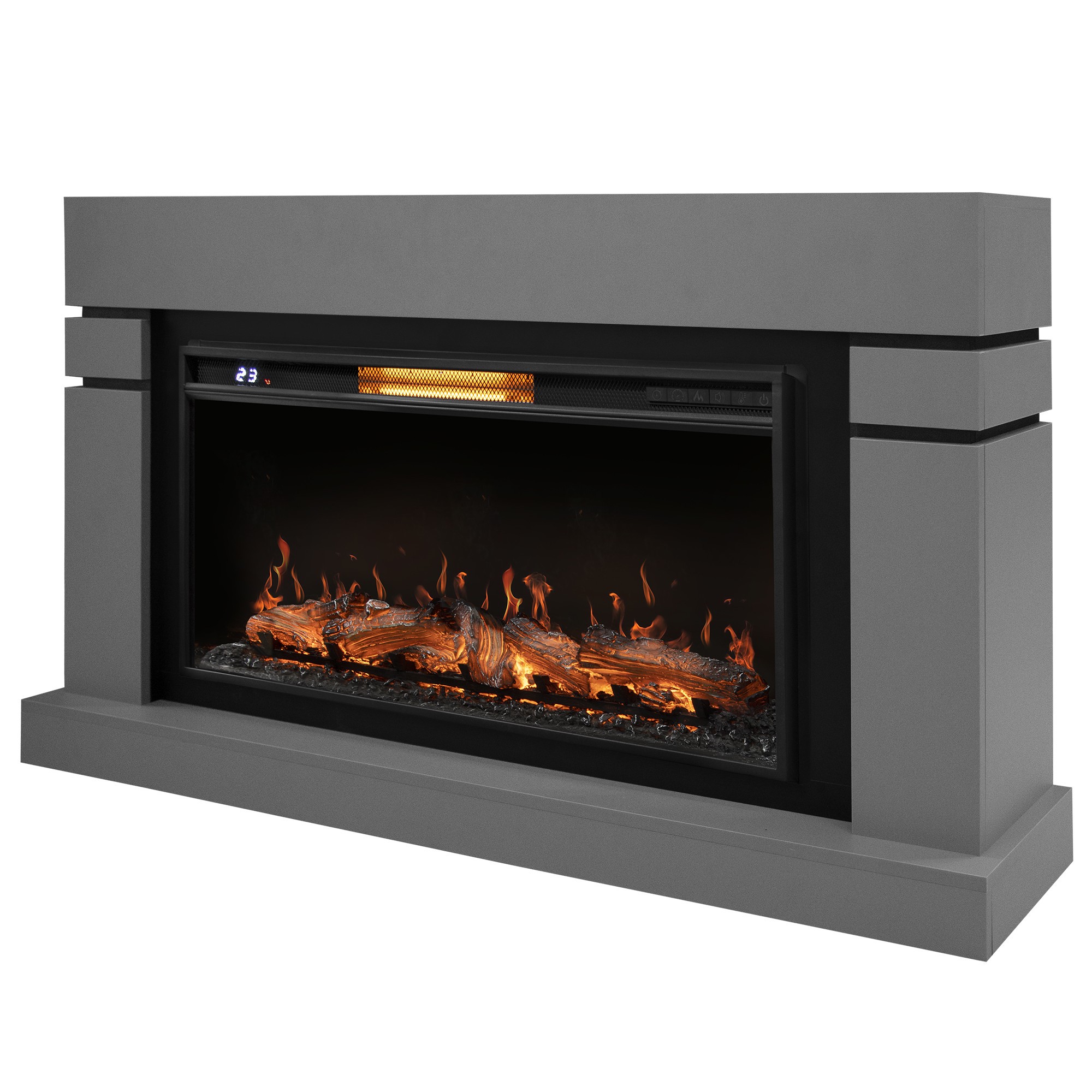 Каминокомплект: Очаг Royal Thermo Aurora RTFP/P-AR40LS, портал Lindos 42/40/36, светло-серый, р/в