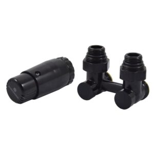 Комплект узла нижнего подкл SCHLOSSER угловой STANDARD 3/4" (Ral 9005) с термогол. М30х1,5, ниппеля 1/2"Х3/4"