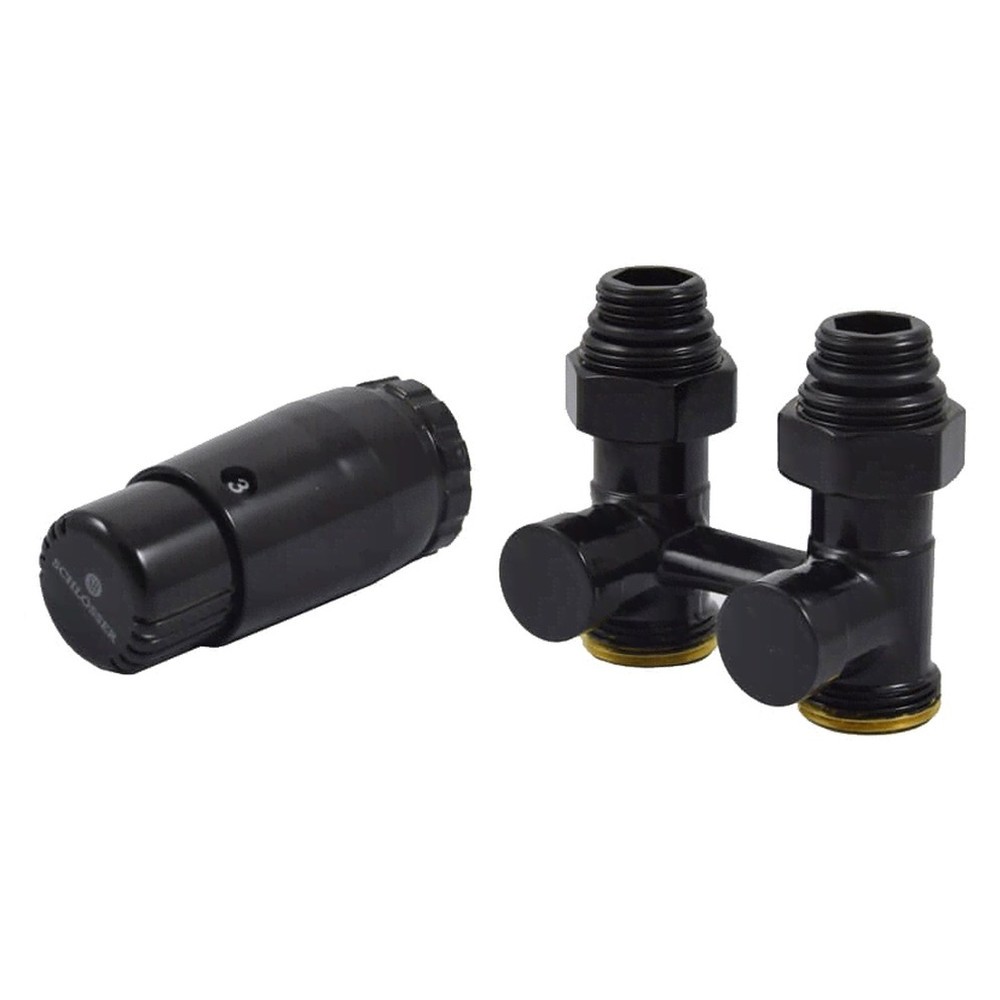 Комплект узла нижнего подкл SCHLOSSER прямой STANDARD 3/4" (Ral 9005) с термогол. М30х1,5, ниппеля 1/2"Х3/4"
