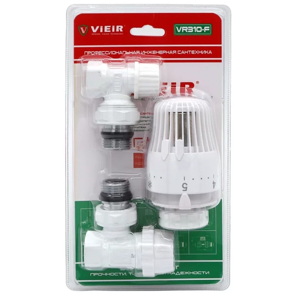 Комплект терморегулирующий VIEIR 1/2" угловой VR310-F белый